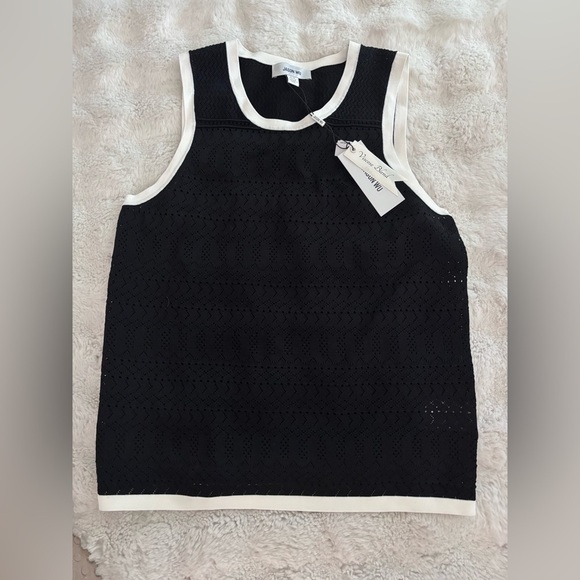 Jason Wu Pointelle Sleeveless Sweater with White Trim - Picture 3 of 8